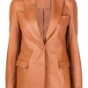 Women's Single Breasted Brown Leather Jacket