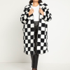 Black and white check Outerwear Style Coat For Women