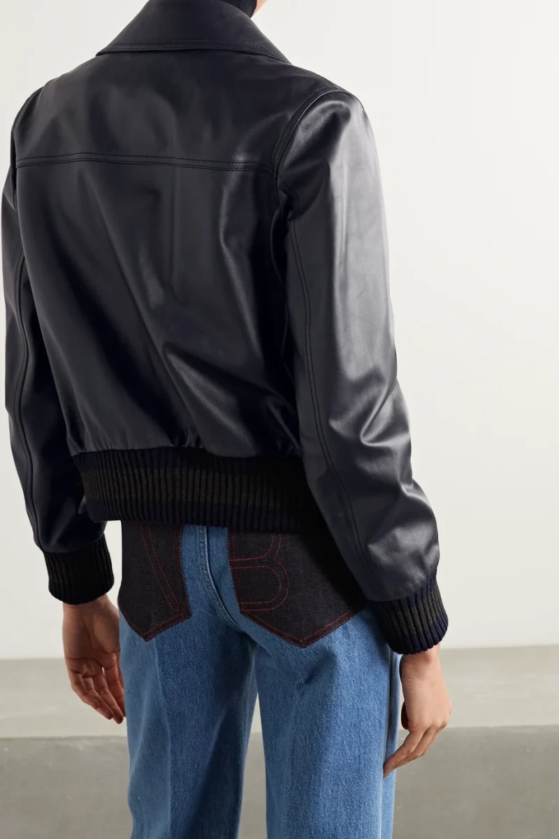 Back view of Fbi S04 E8 Tiffany’s Leather Bomber Jacket