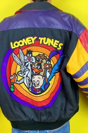 Back view of Looney Tunes Jeff Hamilton Bomber Jacket