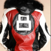 8 Ball Logo Fur Hooded Red Leather Jacket