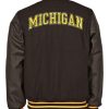 Back view of Men’s Michigan Letterman Black Jacket
