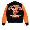 Back view of Men’s Orange Eagle Temp Letterman Jacket