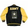 Back view of Men’s Varsity Hooah Black and Yellow Jacket