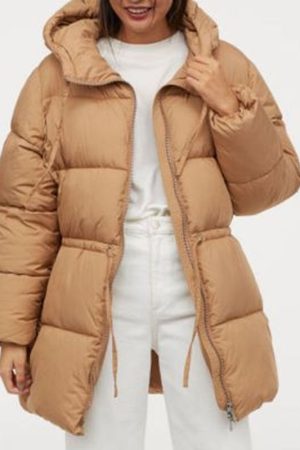 Beige Poly Oversized Puffer Jacket