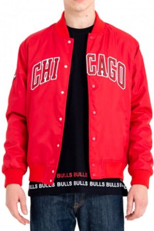 Chicago Wordmark Red Bomber Jacket