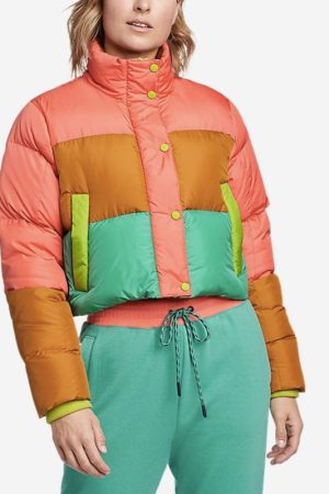 Color Block Poly Puffer Jacket