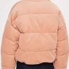 Corduroy Peach Cropped Puffer Jacket