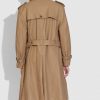 Double Breasted Light Brown Long Leather Coat