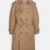 Double Breasted Long Leather Coat
