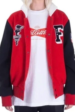 Full Send Nelk Boys F Red Letterman Jacket