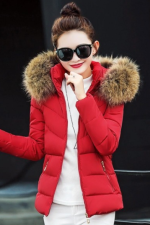 Women's Fur Collar Hooded Jacket