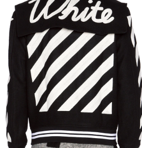 Back view of G-EAZY Black and White Varsity Jacket