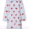 Heart Printed White Shearling Long Coat