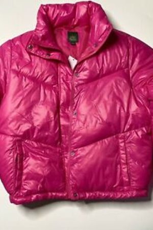 Hot Pink Parachute Cropped Puffer Jackets