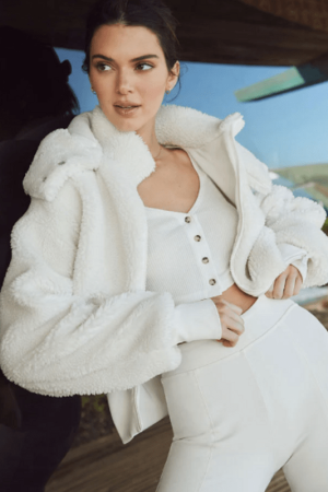 Kendall Jenner Foxy Sherpa Cropped Hooded Jacket
