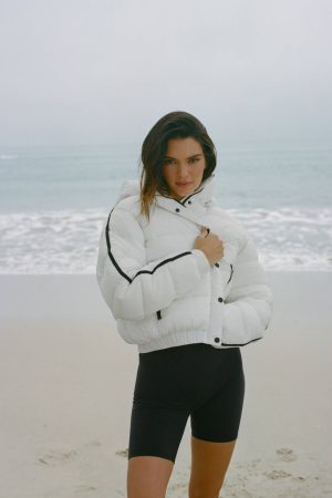 Kendall Jenner White Poly Puffer Jacket