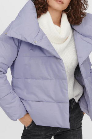 Lightly Padded Polyester Lavender Puffer Jacket