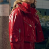 Meg Donnelly Cropped Red Leather Jacket
