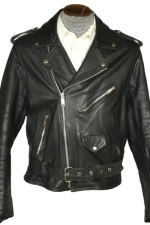 Men’s 1960s Motorcycle Leather Belted Jacket