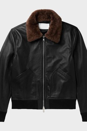 Men's Black Bomber Shearling Jacket