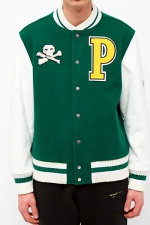 Men’s Palm Angels Letterman Green Jacket