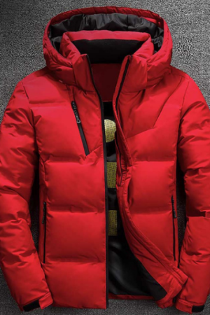 Men Thermal Thick Red Parka Jacket