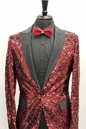 Mens Sequin Red Blazer