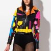 Multi Color Studded Biker Leather Jacket
