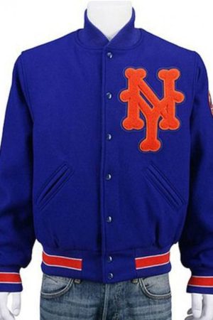 New York Blue Woolen Bomber Jacket