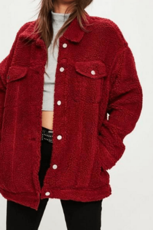 Oversized Red Sherpa Jacket