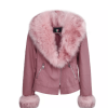 Pink Leather and Fur Jacket