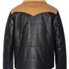 Puffer Rancher Leather Jacket with Fur Collar