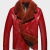 Red Leather and Shearling Jacket
