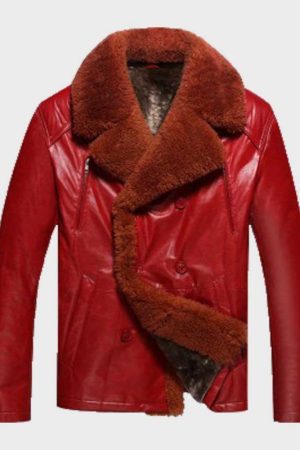 Red Leather and Shearling Jacket