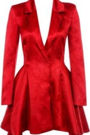 Satin Red Frock Style Coat