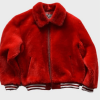 Women Red Shearling Bomber Jacket