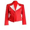 Women Vintage Red Cropped Blazer