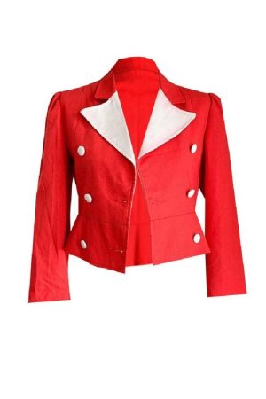 Women Vintage Red Cropped Blazer
