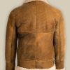 Back view of Bradpit Men Brown Aviator Jacket