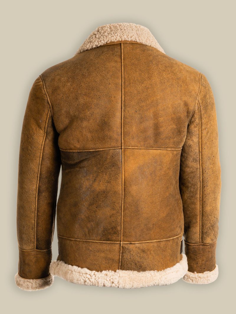 Back view of Bradpit Men Brown Aviator Jacket