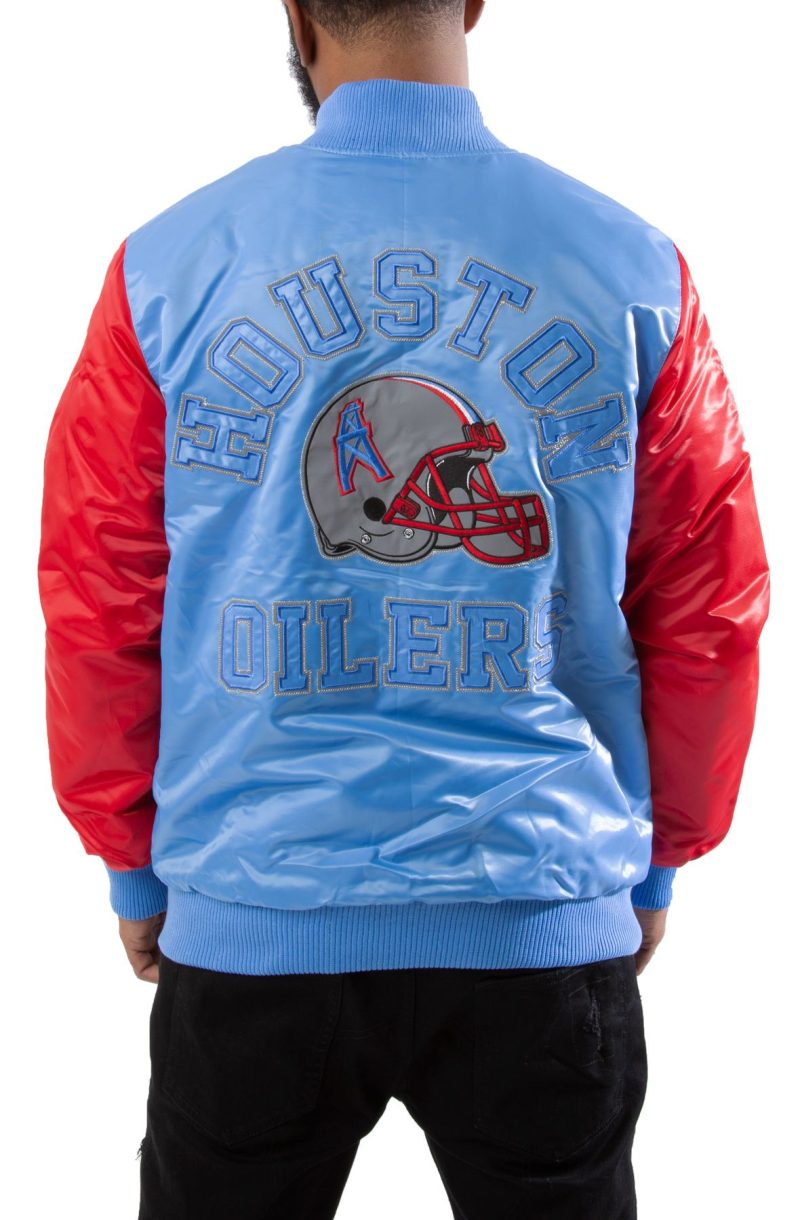 Back view of Oilers NFL Bomber Jacket