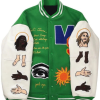 Sports Leisure Wool Baseball Green Jacket