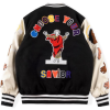 Back view of Sports Leisure Wool Baseball Black Jacket