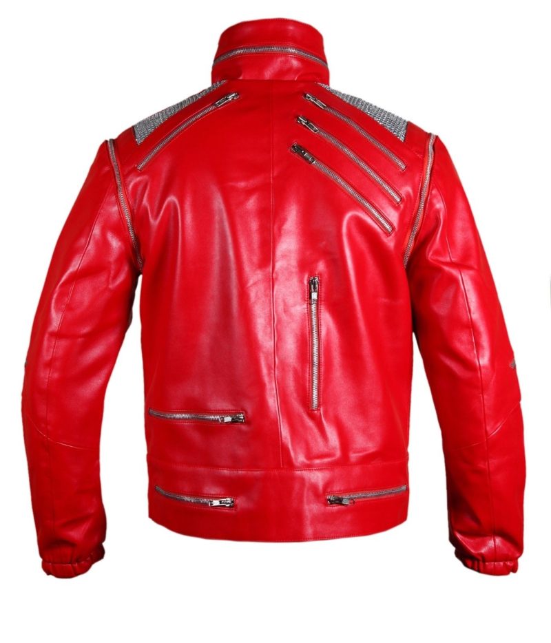 Back view of Michael Jackson Beat It Red Leather Jacket