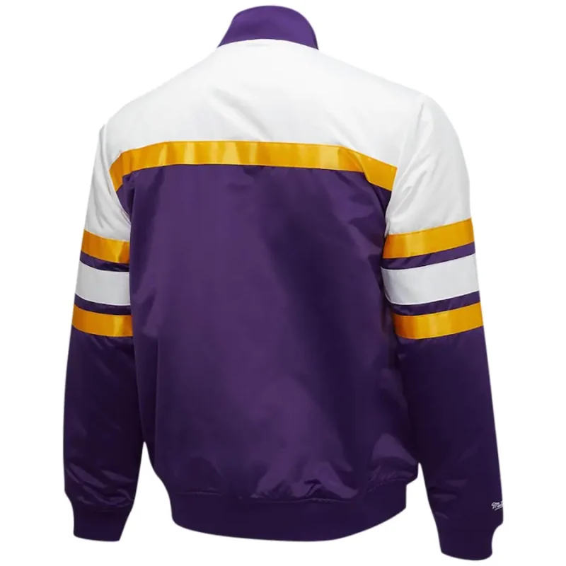Back view of Los Angeles Lakers Purple Satin Jacket