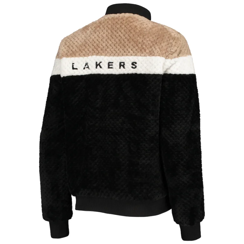 Back view of Los Angeles Lakers Women's Black Snap Jacket