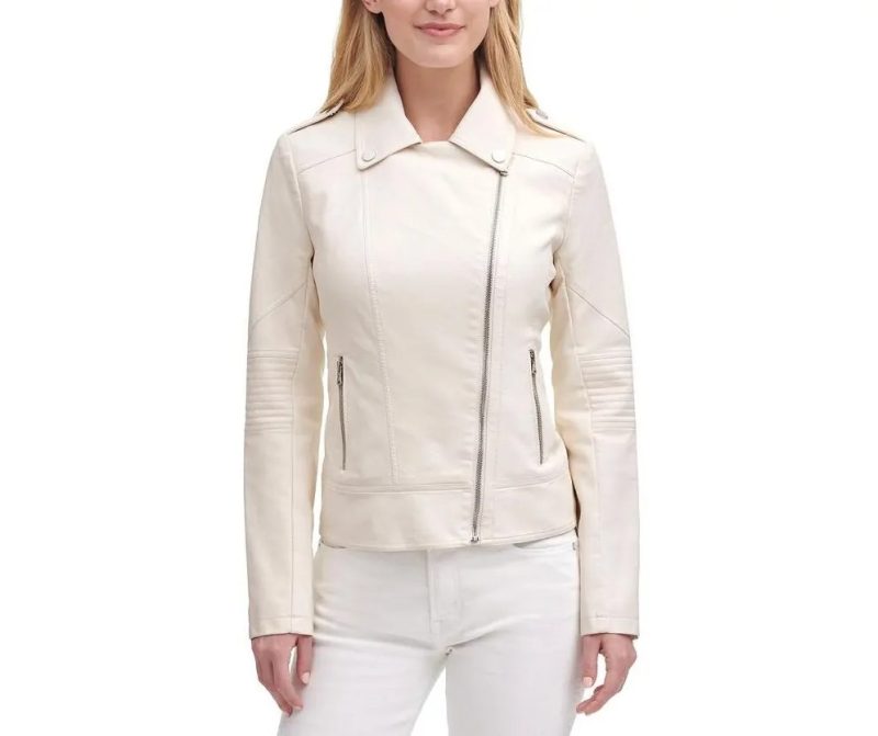 Women’s Cycle Leather Cream Jacket