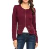 Women’s Short Zipper Maroon Jacket
