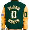 Back view of Green and Yellow Letterman Jacket